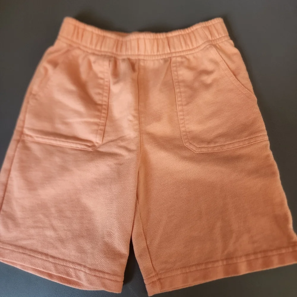 Sz 5T Oshkosh orange pull on terry knit shorts